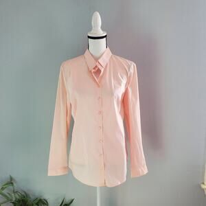 New York & Company Stretch Pink Button Down Shirt L